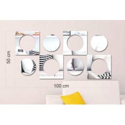 Espelhos Decorativos em Acrílico Quadrados e Círculos Med. 100x50cm Cod. Esp002 - 3 Espelhos Decorativos em Acrílico Quadrados e Círculos Med. 100x50cm Cod. Esp002 - 3