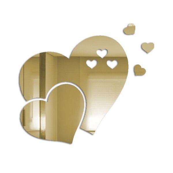 Espelhos Decorativos em Acrílico Coração Dourado Pequeno - 3