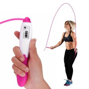 Corda De Pular Contador Giros Rolamento 2,6m Fitness Queima Calorias Crossfit Malhar Aeróbico Rosa