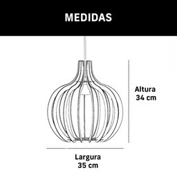 Kit Luminária Lustre Pendente Madeira E27 36x34cm com Lâmpada Retrô Cor:café - 4