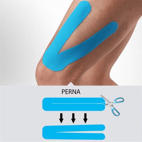 Bandagem Fita Funcional Elástica Adesiva Sports Elástica Azul 5m - 3