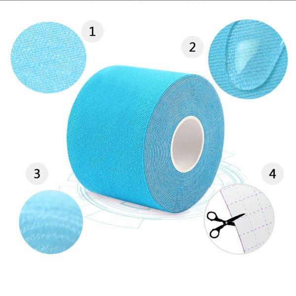 Bandagem Fita Funcional Elástica Adesiva Sports Elástica Azul 5m - 4