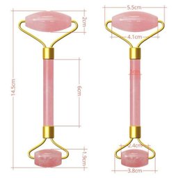Rolo Massageador Facial Pedra Quartzo Rosa Antirrugas Jade - 4