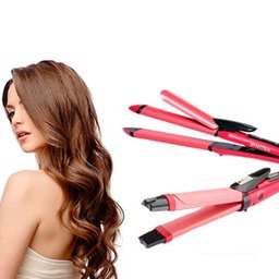 Prancha Chapa 2 em 1 Alisa Modela Faz Cachos Ondula Rosa - 2