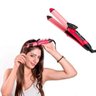 Prancha Chapa 2 em 1 Alisa Modela Faz Cachos Ondula Rosa - 1