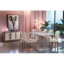 Ver imagem 4 de Mesa de Sala Jantar Londrina + Tampo Madeirado Vidro 180x90cm Imbuia/off White - Rufato