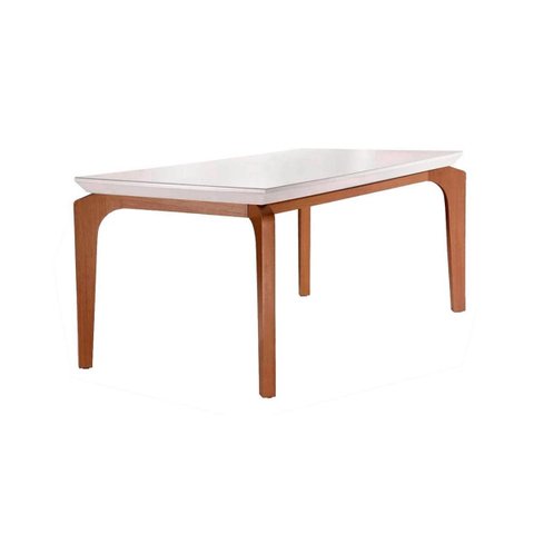 Mesa de Sala Jantar Londrina + Tampo Madeirado Vidro 180x90cm Imbuia/off White - Rufato