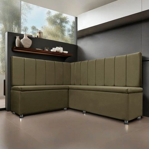 Canto Alemão 4 Lugares para Lanchonete 1,25x1,60m Liso Marrom Sofa Store