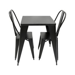 Jogo de Mesa Design Tolix Iron Industrial Preto com 2 Cadeiras - 1