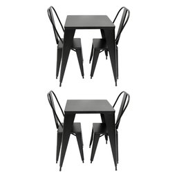 Kit 2 Conjuntos de Mesa Design Tolix Iron Industrial Preto 2 Cadeiras - 1