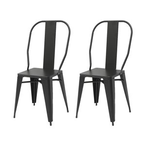 Kit 2 Cadeiras Design Tolix Iron Industrial Preto