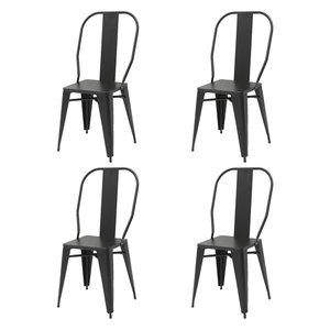 Kit 4 Cadeiras Design Tolix Iron Industrial Preto