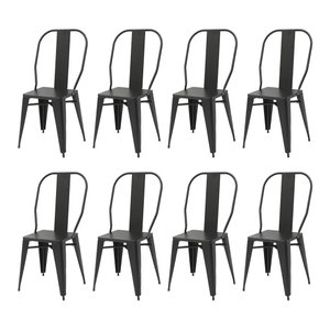 Kit 8 Cadeiras Design Tolix Iron Industrial Preto