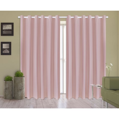 Cortina Corta Luz 4,00m X 1,80m 100% Blackout PVC Rosa Para Sala Ou Quarto Para Varão Simples