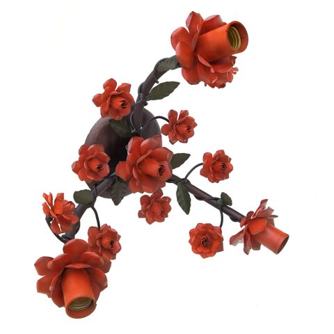 Arandela Artesanal Rustico Decorativo Com Flores Libertas Rosas Artesanato Verniz