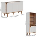 Ver imagem 5 de Kit Aparador Buffet e Cristaleira Jurere Pes Madeira Maciça Off White Matte/freijo