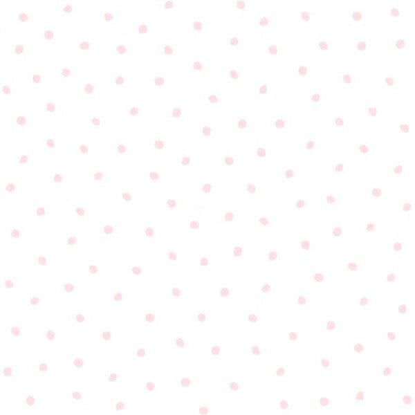 Papel de Parede Poá Bolinhas Rosa e Branco + Cola Para Aplicação - Coleção Little Bandits - 138936 - 1