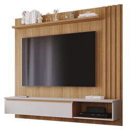 Painel para TV até 60 Polegadas Panamá Plus 100% MDF com 1 Porta Permóbili Nature/Off White - 1