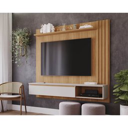 Painel para TV até 60 Polegadas Panamá Plus 100% MDF com 1 Porta Permóbili Nature/Off White - 2