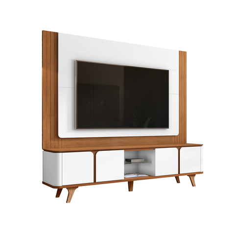 Rack com Painel Roma 217cm Marrom Branco - Casa D