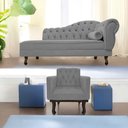Ver imagem 1 de Kit Diva Recamier Juliana 160cm Lado Esquerdo e 01 Poltrona Classic Suede Cinza - Amarena Móveis