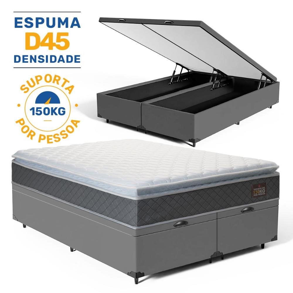 Cama Box Baú com Colchão de Espuma D45 Pillow Top Fort Comfort Queen 158cm - 3