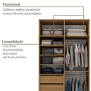 Ver imagem 5 de Guarda Roupa Solteiro 100% Mdf 2 Portas 3 Gavetas Marsala Nogueira