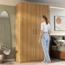Ver imagem 2 de Guarda Roupa Solteiro 100% Mdf 2 Portas 3 Gavetas Marsala Nogueira