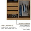 Ver imagem 6 de Guarda Roupa Solteiro 100% MDF 2 Portas 3 Gavetas Marsala Nogueira Marrom