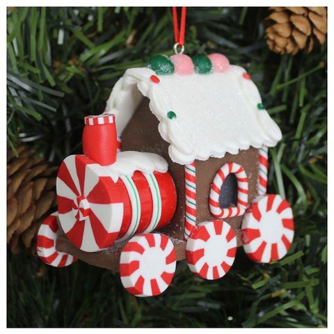Kit 2 Enfeites Pendentes para Árvore de Natal Trem Iluminado 9cm