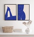 Ver imagem 1 de Kit 2 Quadros para Quarto Nú Artistico Azul 33x24cm - com Vidro:madeira Preta