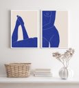 Ver imagem 2 de Kit 2 Quadros para Quarto Nú Artistico Azul 33x24cm - com Vidro:madeira Preta