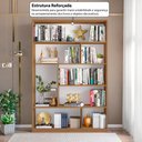 Ver imagem 3 de Estante de Escritório para Livros com 8 Nichos 120cm Multimóveis Crrui-EST003 Freijó
