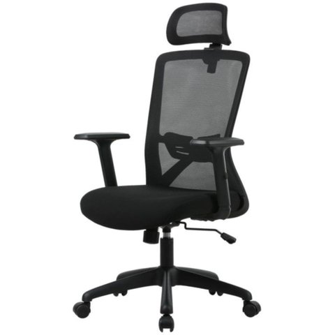 Cadeira Office Dallas Tela Mesh Preta com Apoio de Cabeça e Base Preta - 74523
