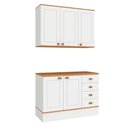 Ver imagem 1 de Cozinha Compacta Aspen 5 Portas 4 Gavetas com Tampo Branco/Cinamomo - Fellicci