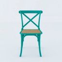 Ver imagem 2 de Cadeira Katrina Azul Turquesa Assento Corano Bege Aço