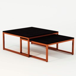 Duo Mesa De Centro Catarina Cobre E Tampo Preto Asturias - 2