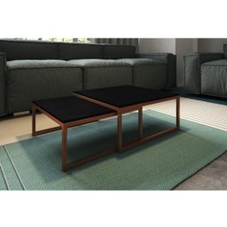 Duo Mesa De Centro Catarina Cobre E Tampo Preto Asturias - 1