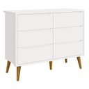 Ver imagem 1 de Cômoda 6 Gavetas Théo New Branco Fosco com Madeira - MoveisAqui
