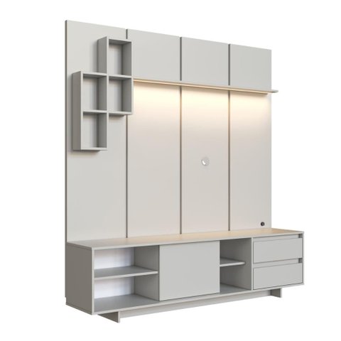 Rack Painel para TV até 55 Polegadas 180cm com Nichos Gavetas Porta e Iluminação em LED Linea
