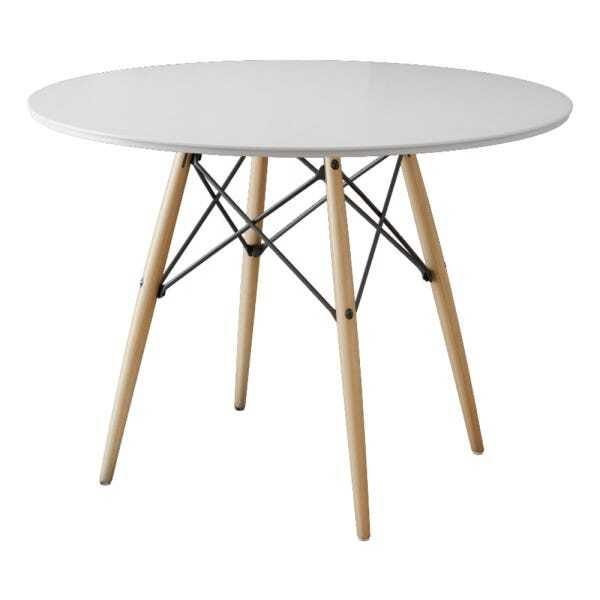 Mesa Eiffel Dkr Wood Tampo de Madeira 90cm Branco