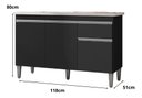 Ver imagem 2 de Gabinete Multiuso Tatiane 120cm com Tampo - Preto