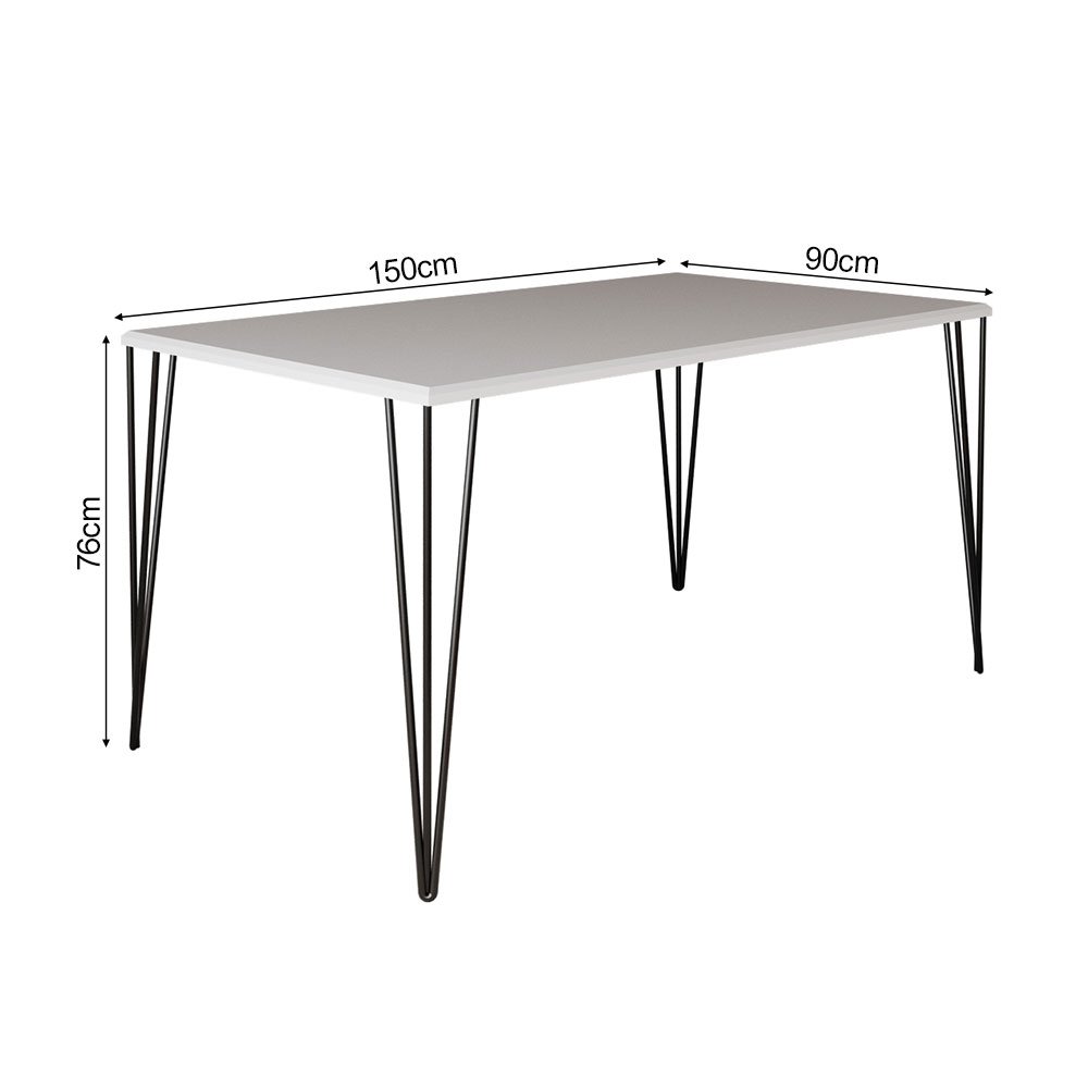 Mesa Elen Tampo Retangular 150x90cm de Madeira Branco Asturias - 4