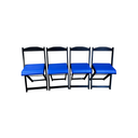 Ver imagem 2 de Conjunto Mesa Dobrável com 4 Cadeiras Preto Estofado Azul Kit Bar Restaurante