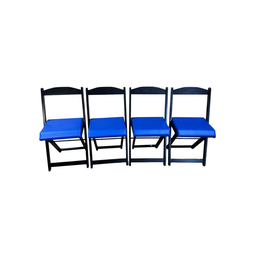 Conjunto Mesa Dobrável com 4 Cadeiras Preto Estofado Azul Kit Bar Restaurante - 2