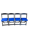 Ver imagem 2 de Conjunto Mesa Dobrável com 4 Cadeiras Preto Estofado Azul Kit Bar Restaurante