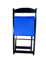 Ver imagem 3 de Conjunto Mesa Dobrável com 4 Cadeiras Preto Estofado Azul Kit Bar Restaurante