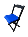 Ver imagem 4 de Conjunto Mesa Dobrável com 4 Cadeiras Preto Estofado Azul Kit Bar Restaurante