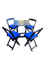 Ver imagem 1 de Conjunto Mesa Dobrável com 4 Cadeiras Preto Estofado Azul Kit Bar Restaurante