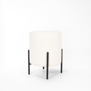 Puff Siena Decorativo Tecido Boucle Banqueta Redondo Pés de Metal